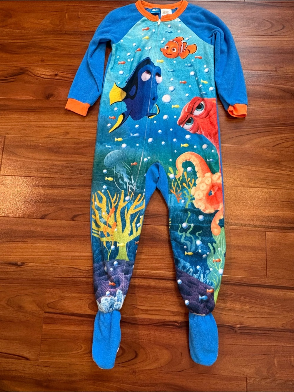 Disney Finding Nemo & Dory Blue and Orange Footed One-Piece Pajama